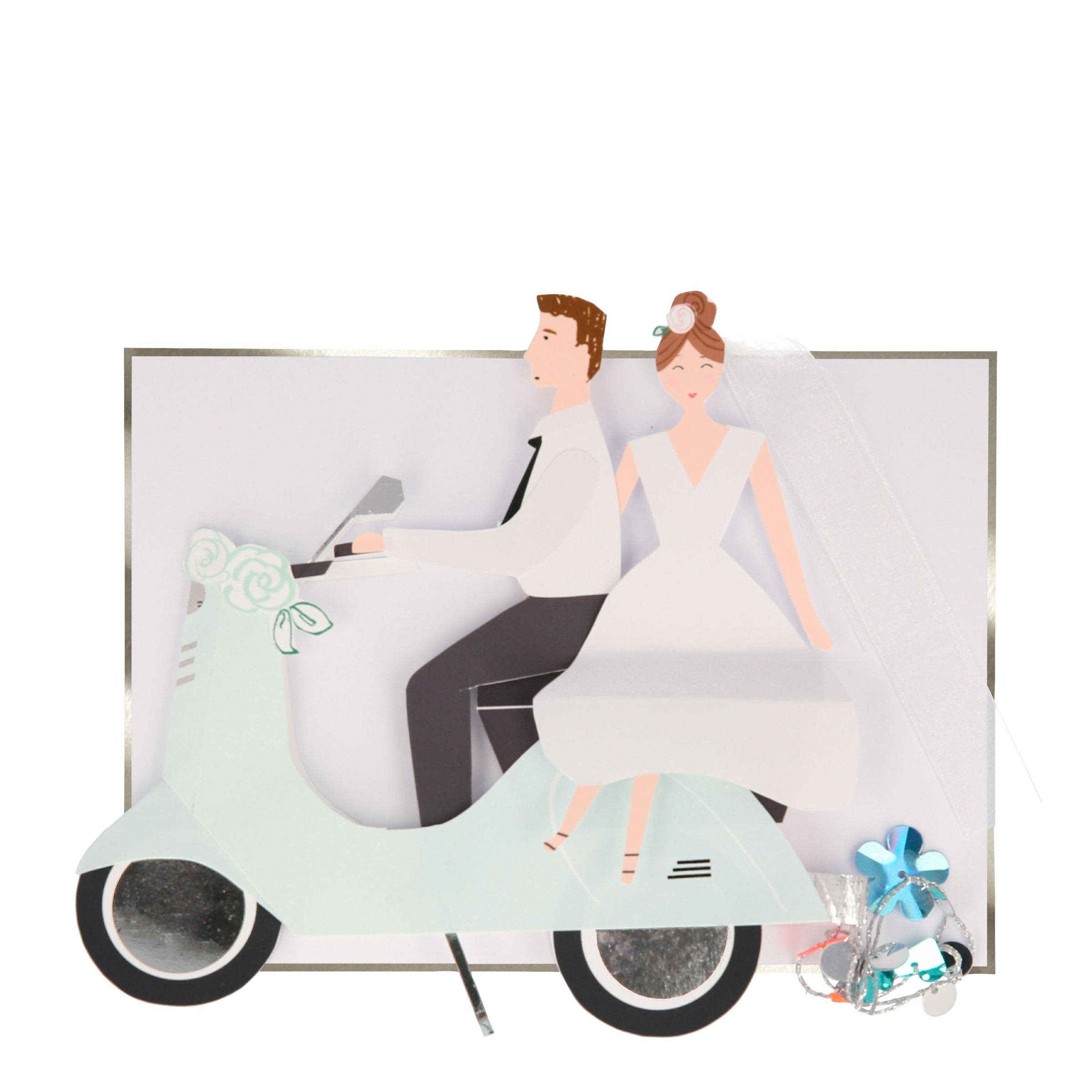 Meri Meri - Scooter Couple Stand-Up Wedding Card