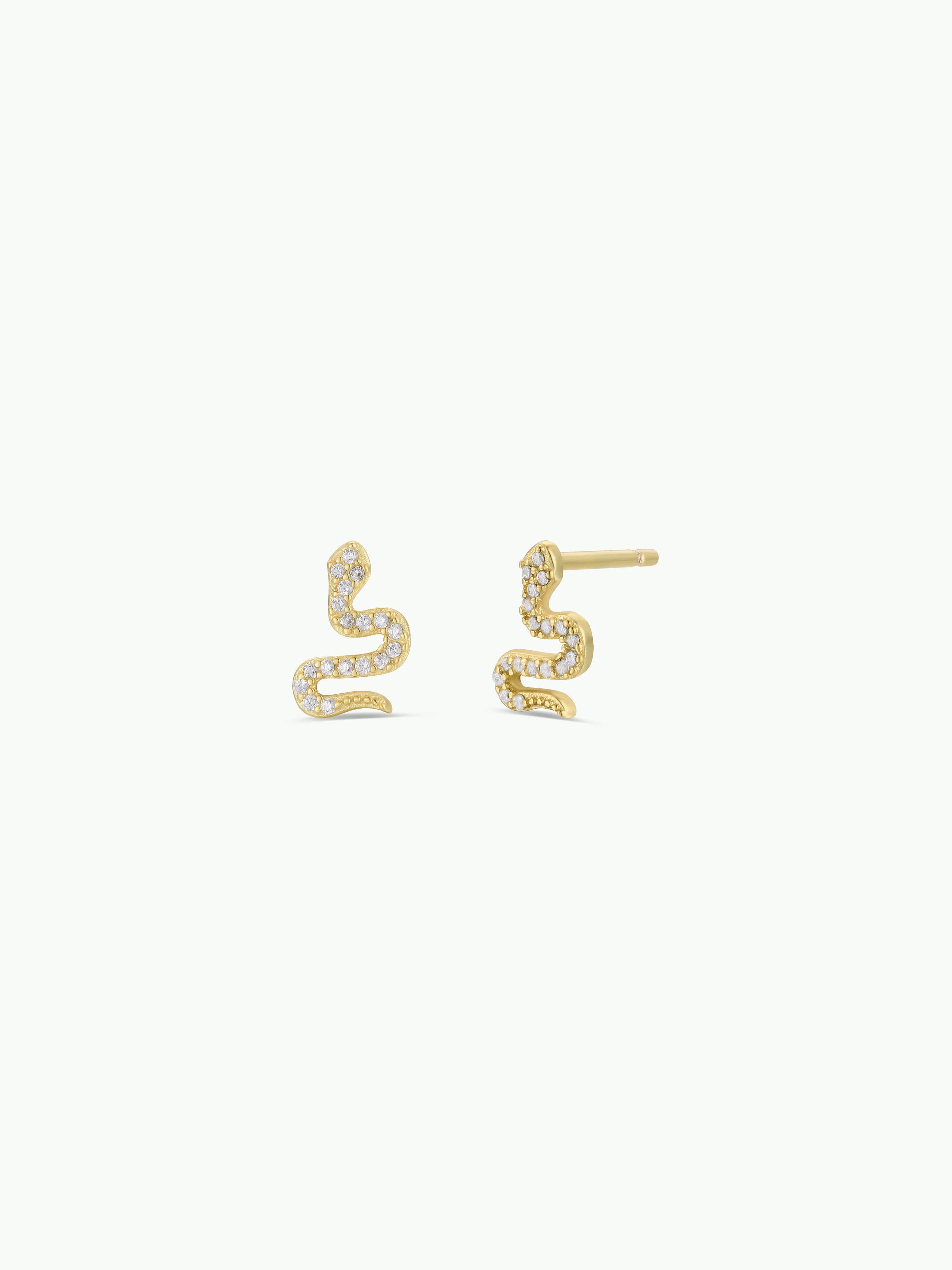 JaxKelly - Pave Stud - Snake - Gold Earrings
