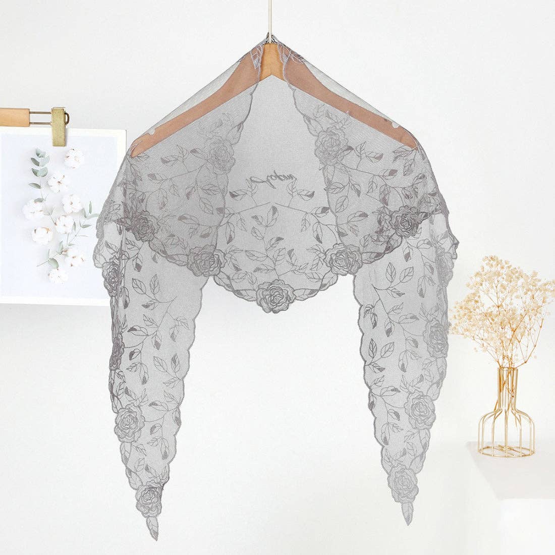 Funkyrel® Atzbranding Limited - Scarvii - Romantic Rose Mesh Triangle Scarf