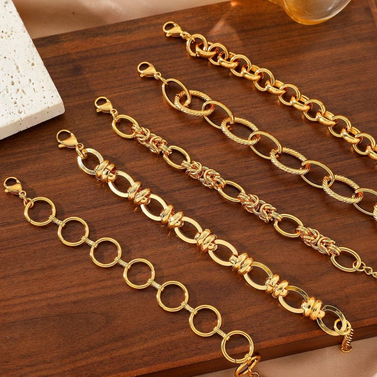 VERSATILE 18K GOLD TITANIUM STEEL BRACELET