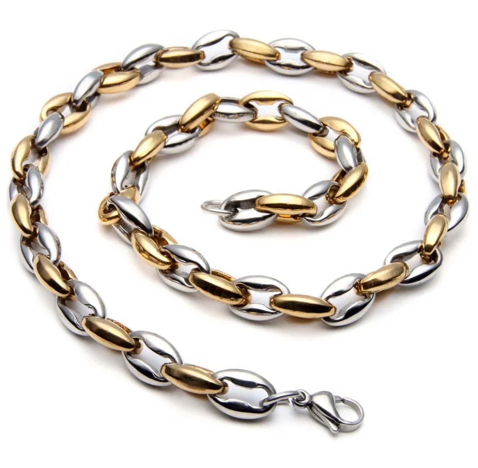 HoopLa - Max Two Tone Mariner Coffee Bean Necklace