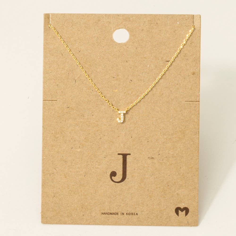 Fame Accessories - Mini Rhinestone Initial Necklace