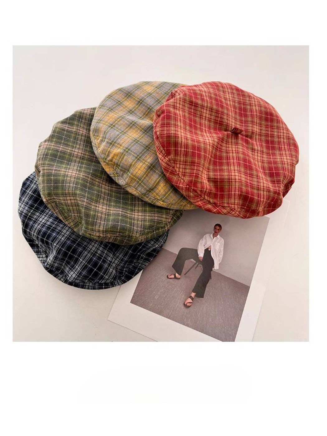 Funkyrel® Atzbranding Limited - Haila - Plaid Patch Casual Beret Hat