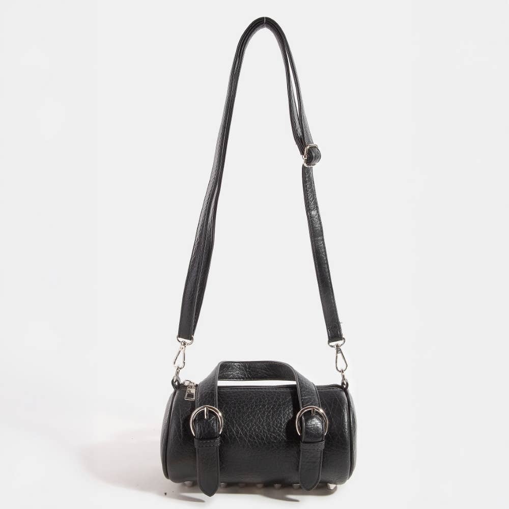 Leather Buckle Strap Cylinder Hand Bag