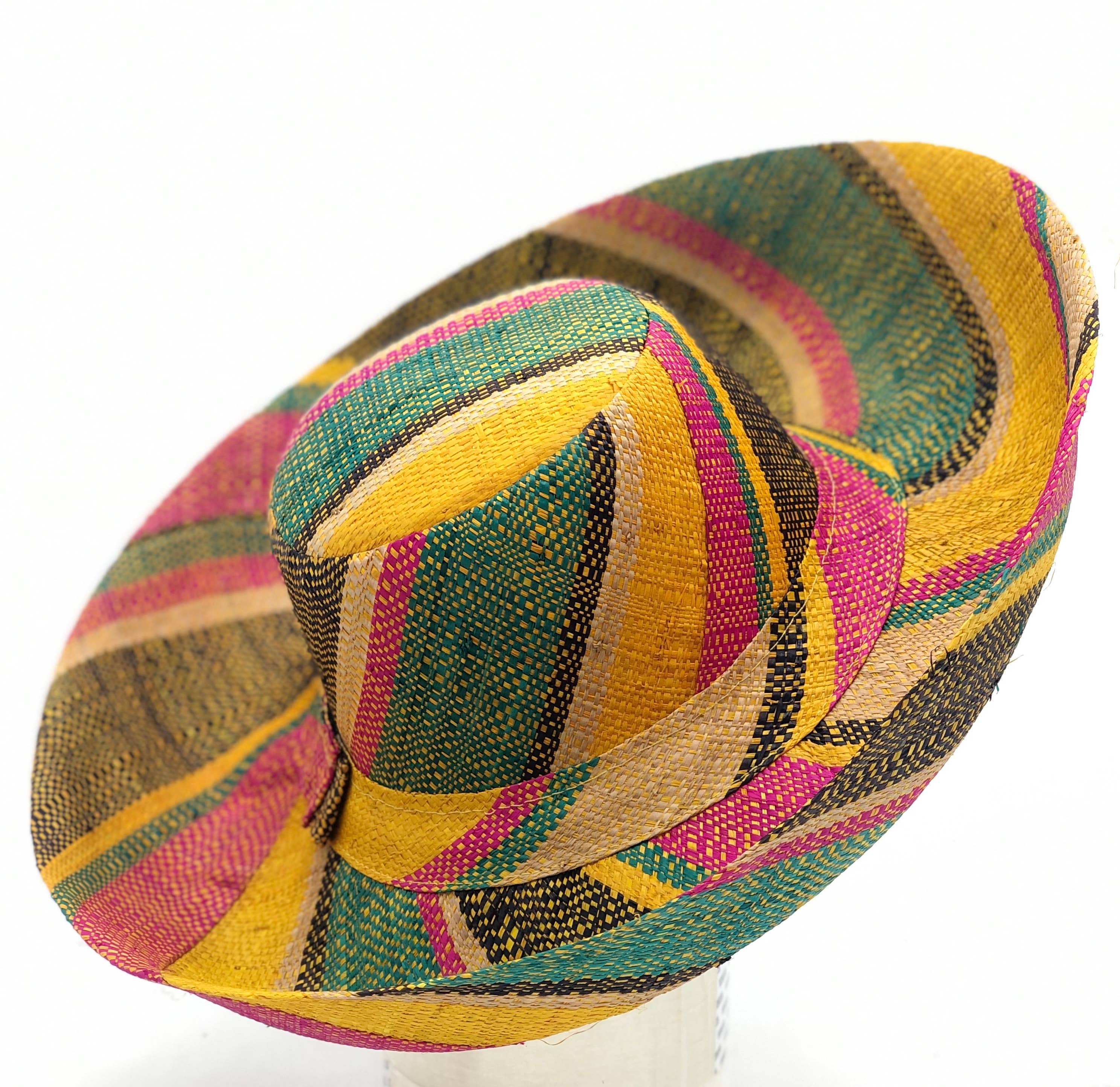 Shebobo - Sun Hats: Colored Stripes Packable 5"  Brim Raffia Straw