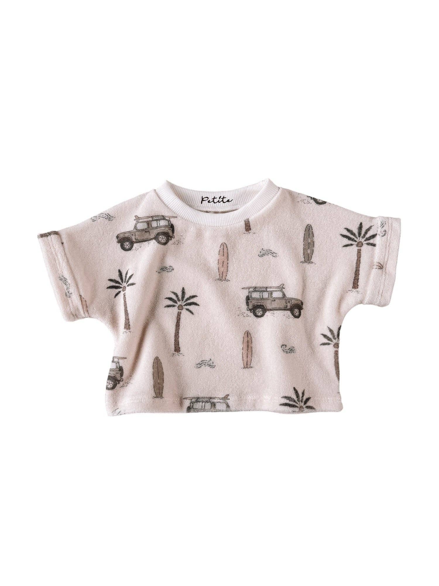 PETITE EvelinaApparel - Terry t-shirt / cars & palms