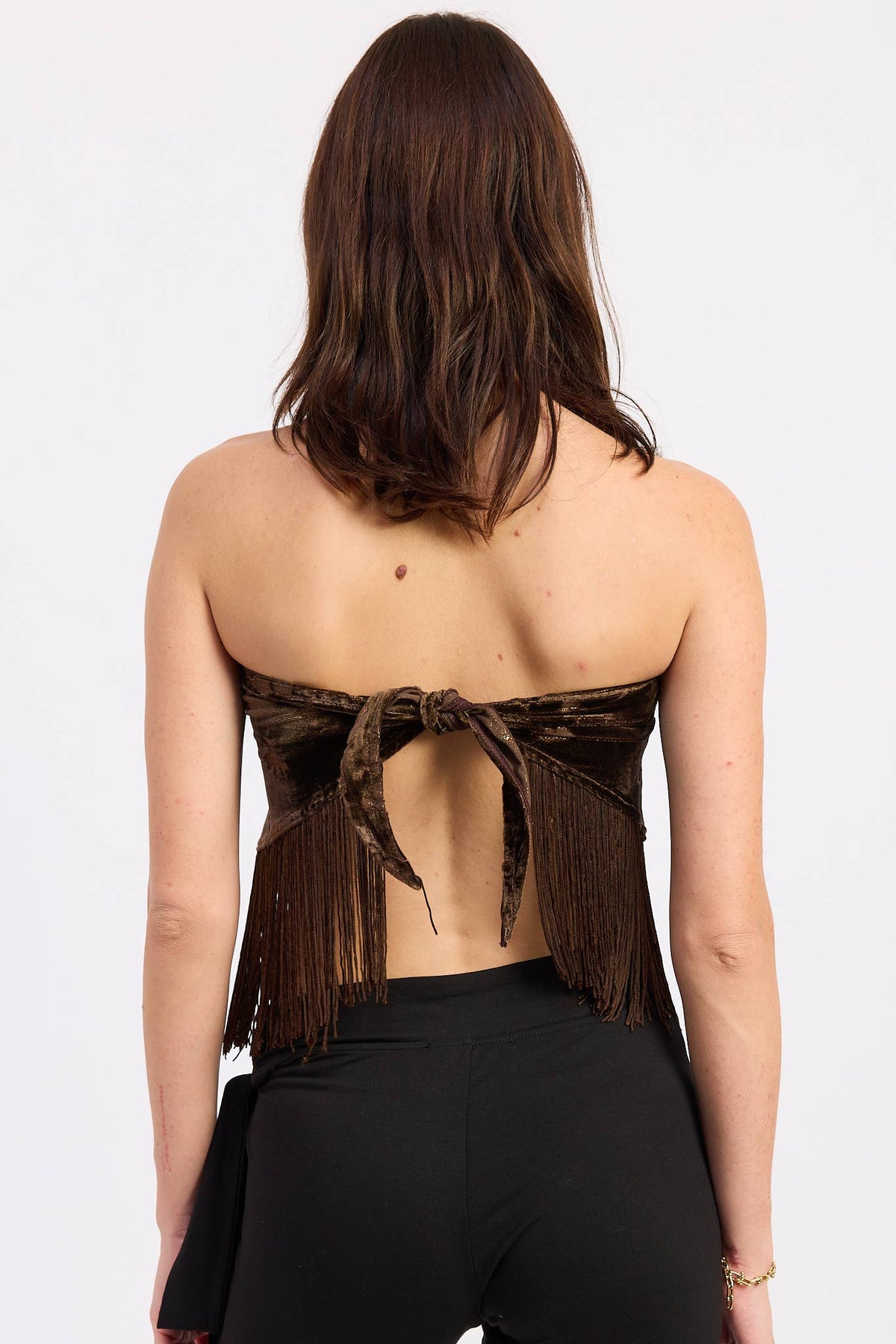 Emory Park - TASSLE TRIMP SCARF SUEDE TOP