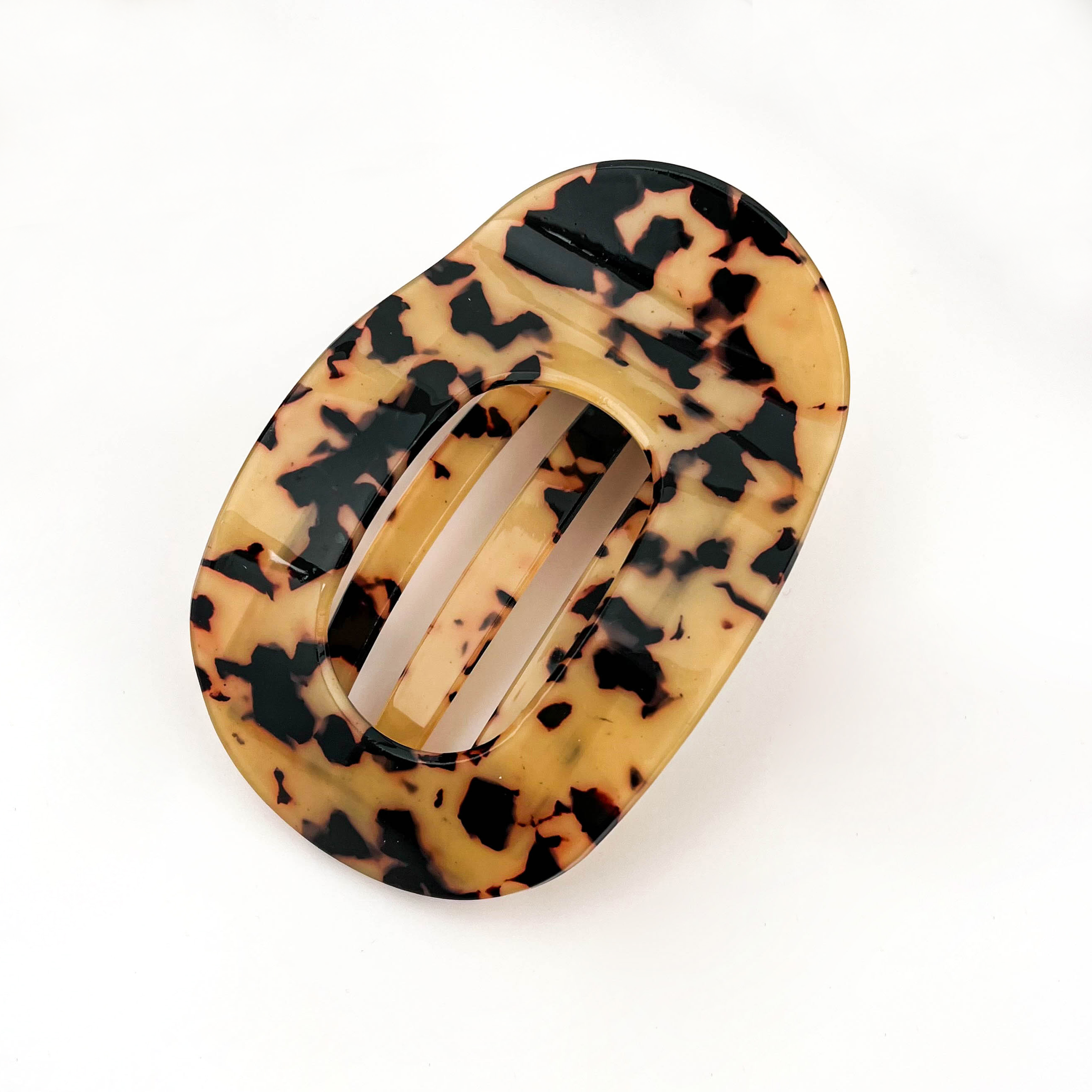 SoapElenGlen - Elegant Flat Oval Hair Clip, Classic Hair Barrette