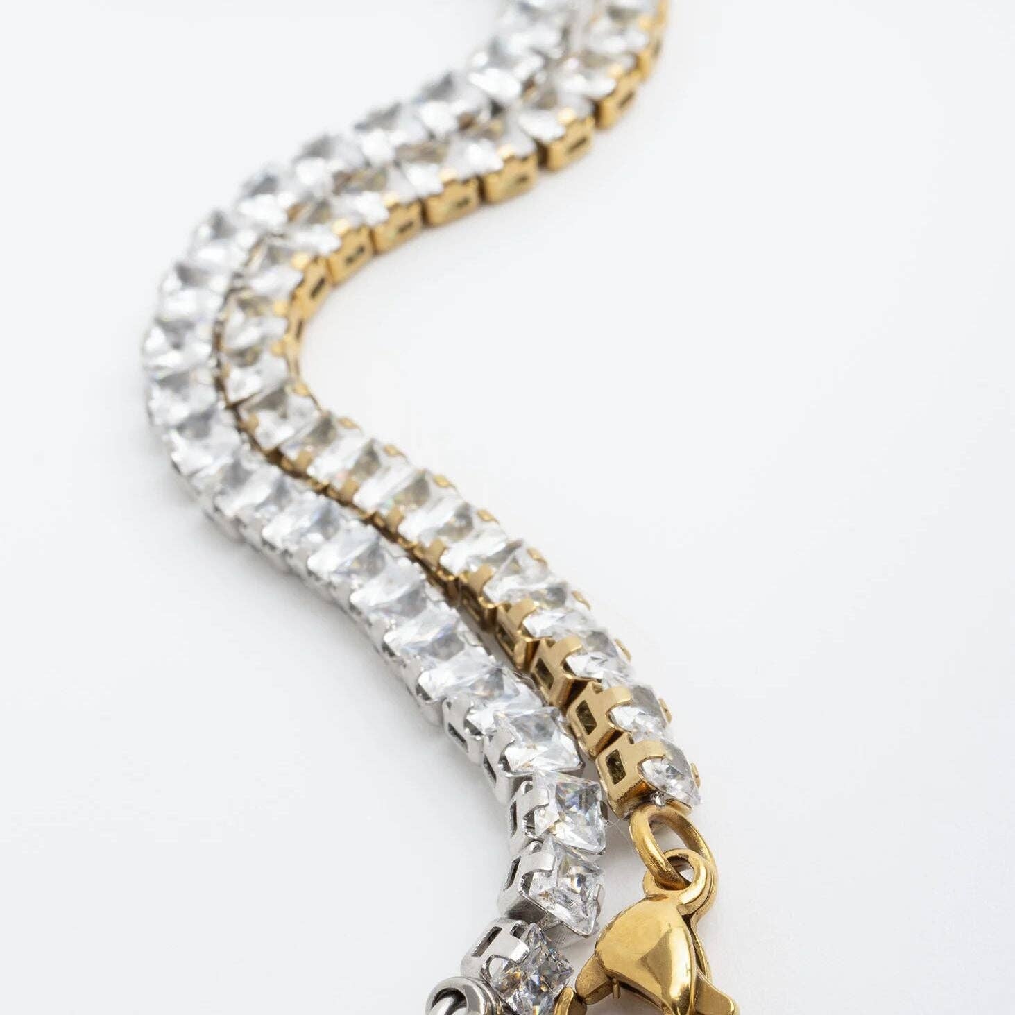 WJW - Emerald Cut Cubic Zirconia Stone Tennis Chain Bracelet
