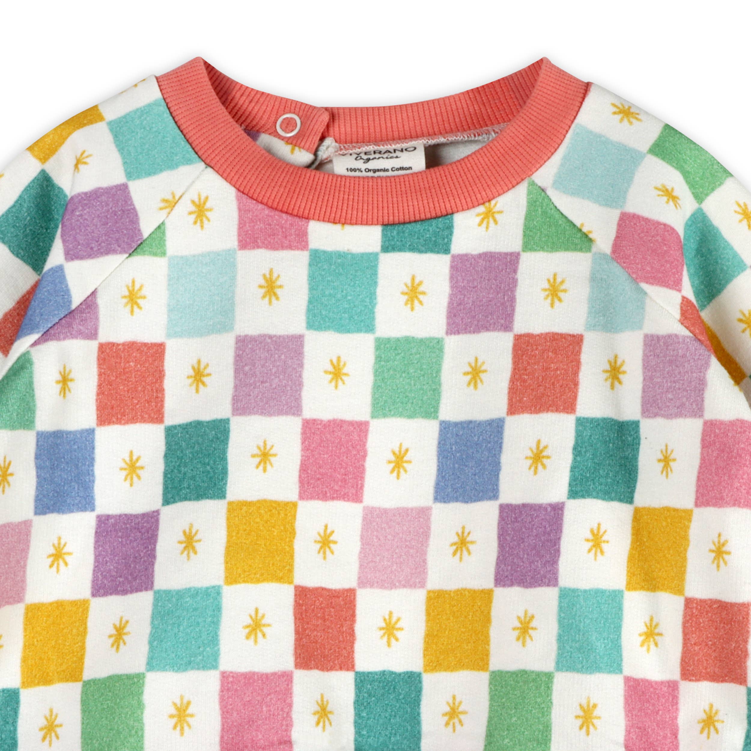 Viverano Organics - Colorful Checks Baby Sweatshirt & Jogger (Organic Fleece)