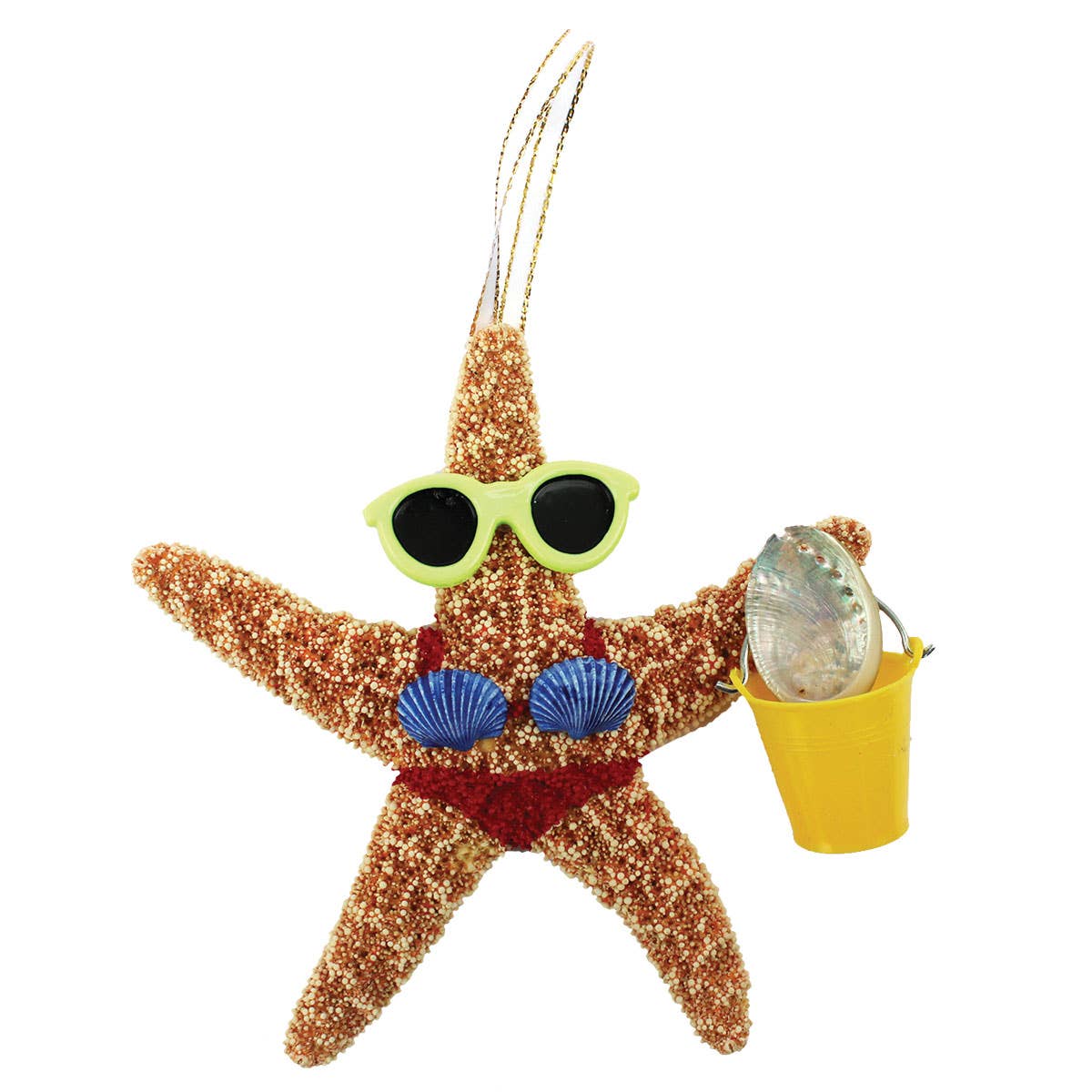 California Seashell Company - Beach Girl Bucket Sugar Starfish Ornament