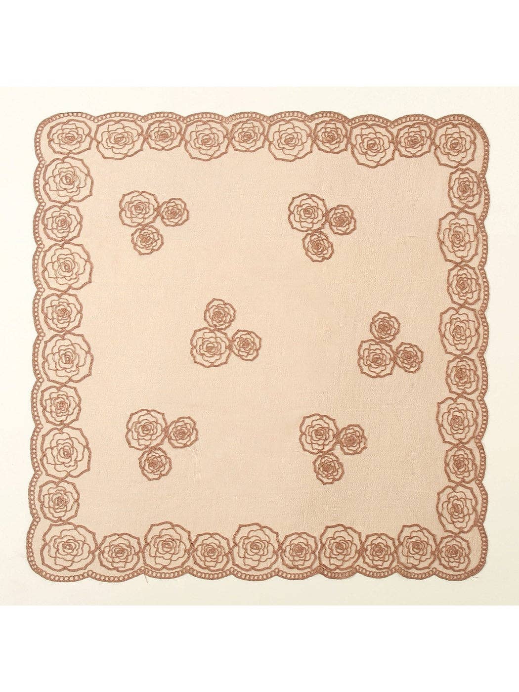 Funkyrel® Atzbranding Limited - Scarvii - Rose Embroidered Lace Detail Square Scarf