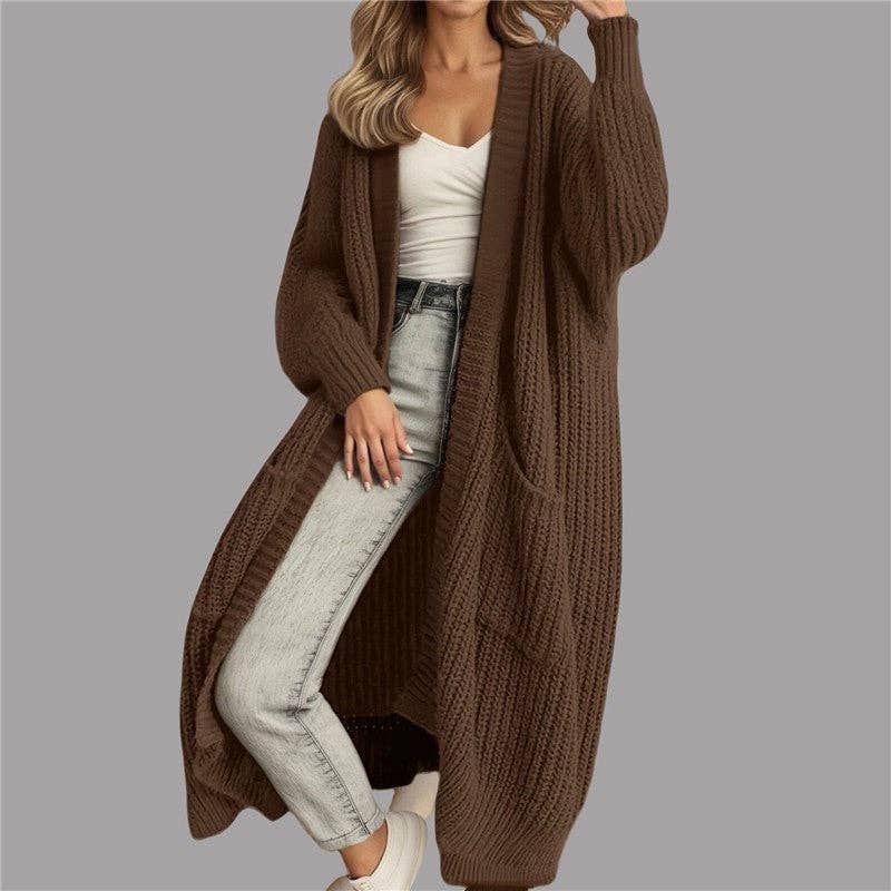 Sheer Trend - Mid-Length Solid Color Loose Cardigan Coat