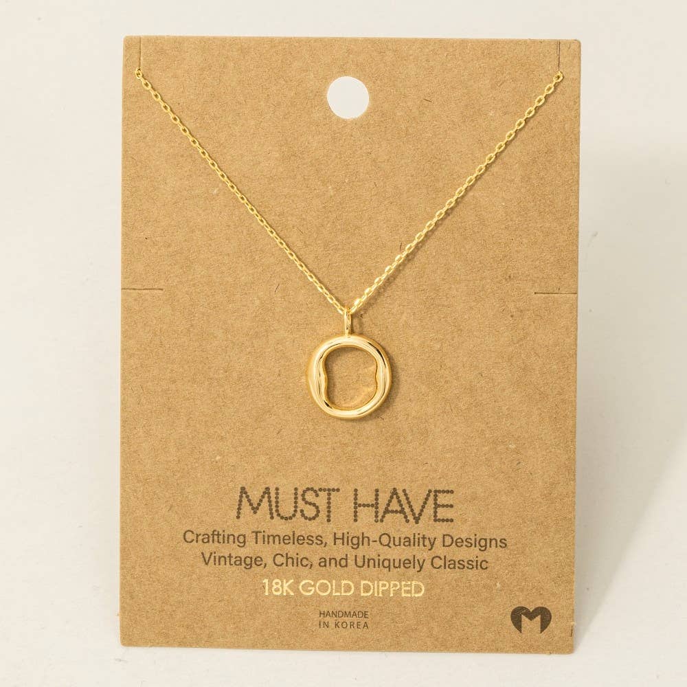 Fame Accessories - Gold Dipped Bubble Letter Pendant Necklace