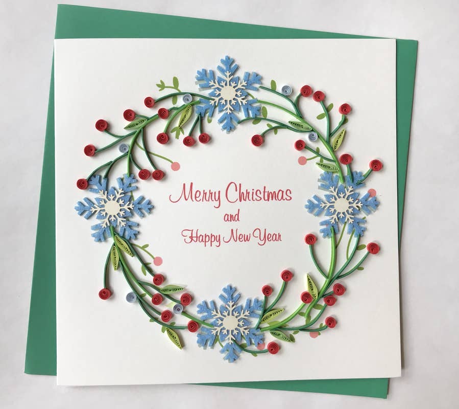 Poppin Cards and Gifts - Holiday Wreath Quilled Card