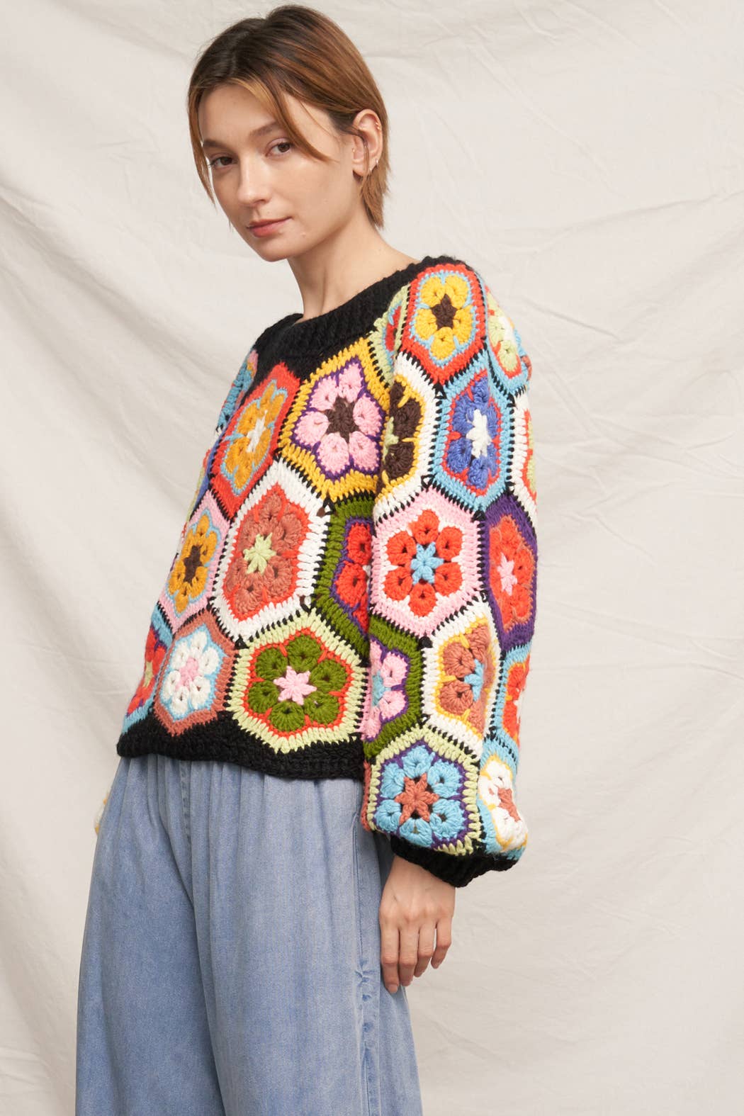 En Crème - Chunky Oversized Granny Squared Crochet Sweater