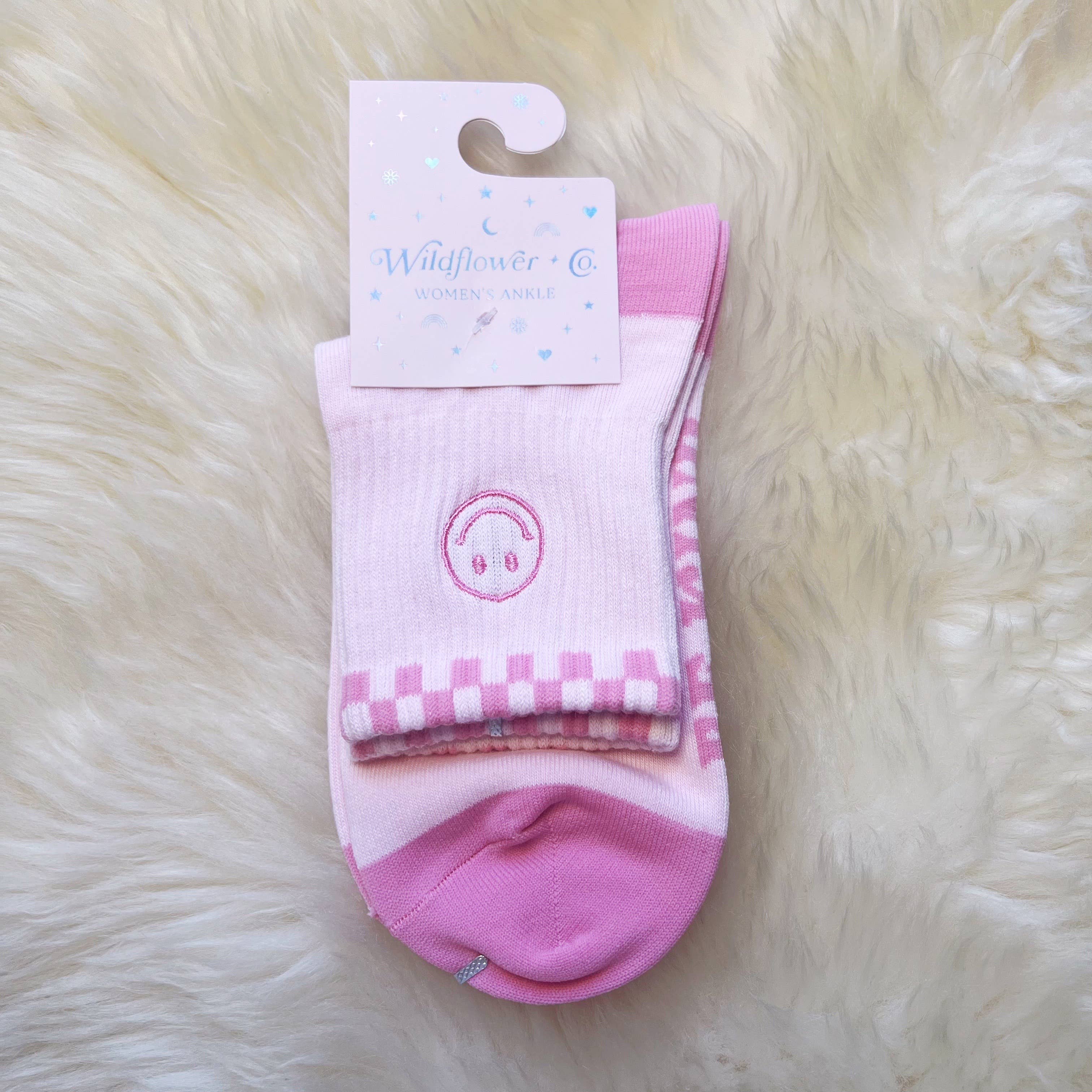 Wildflower + Co. - Smiley Embroidered Socks - Stocking Stuffer