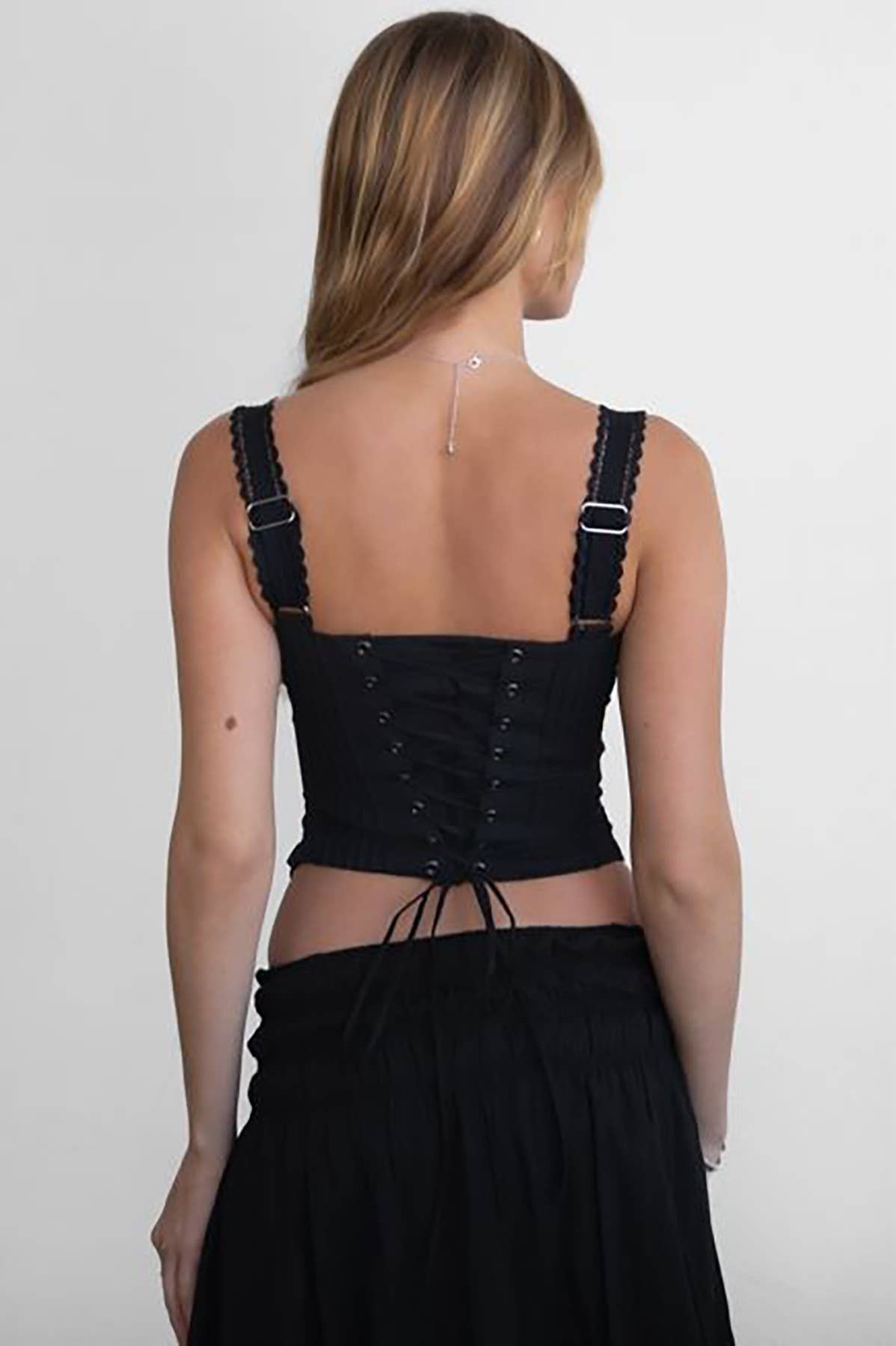 TILLA Sweetheart Neckline with Lace Trim Milkmaid Corset Top