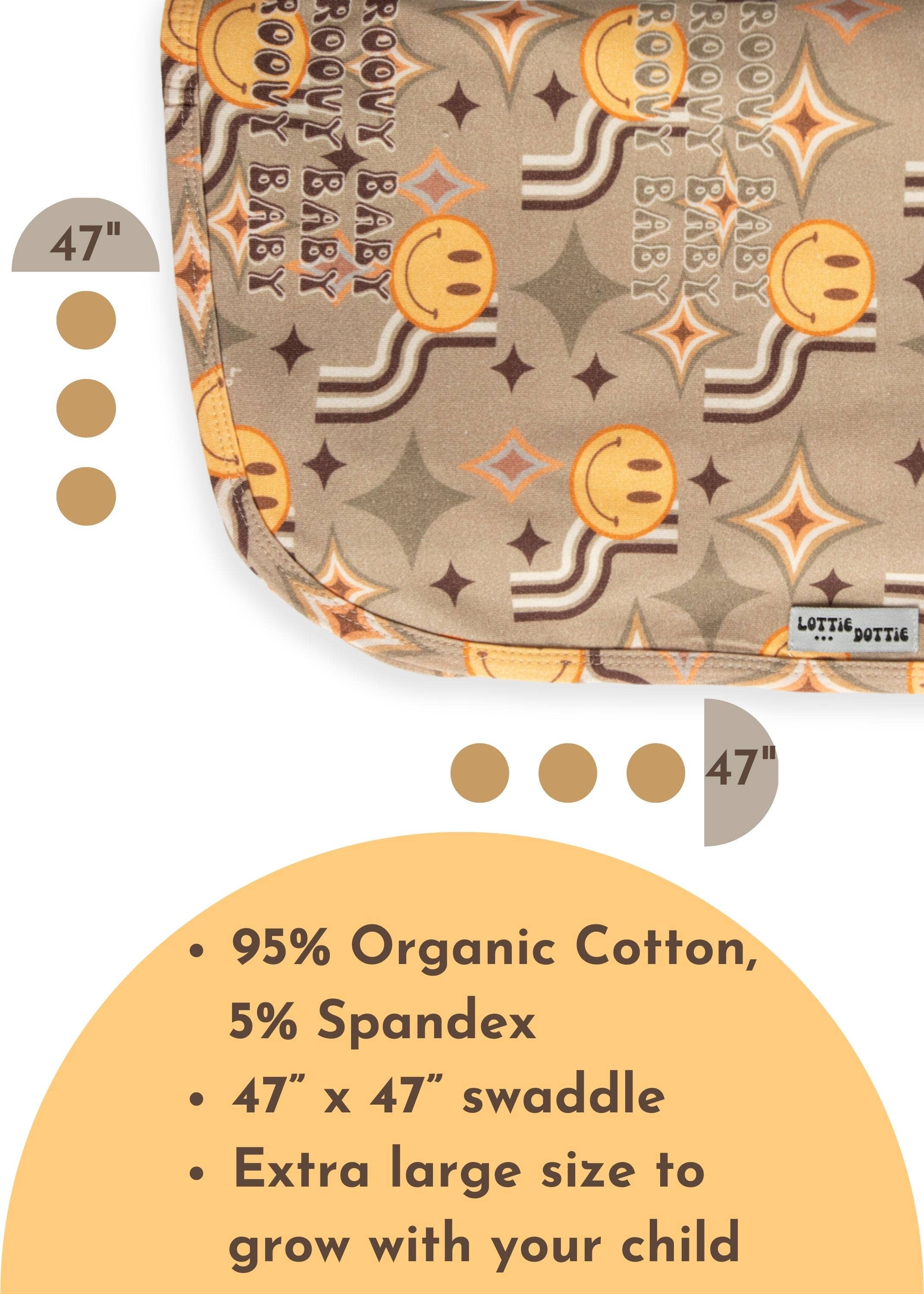 Lottie Dottie | Mom + Mini - Extra Large Organic Cotton Baby Swaddle & Beanie, 47"x47"