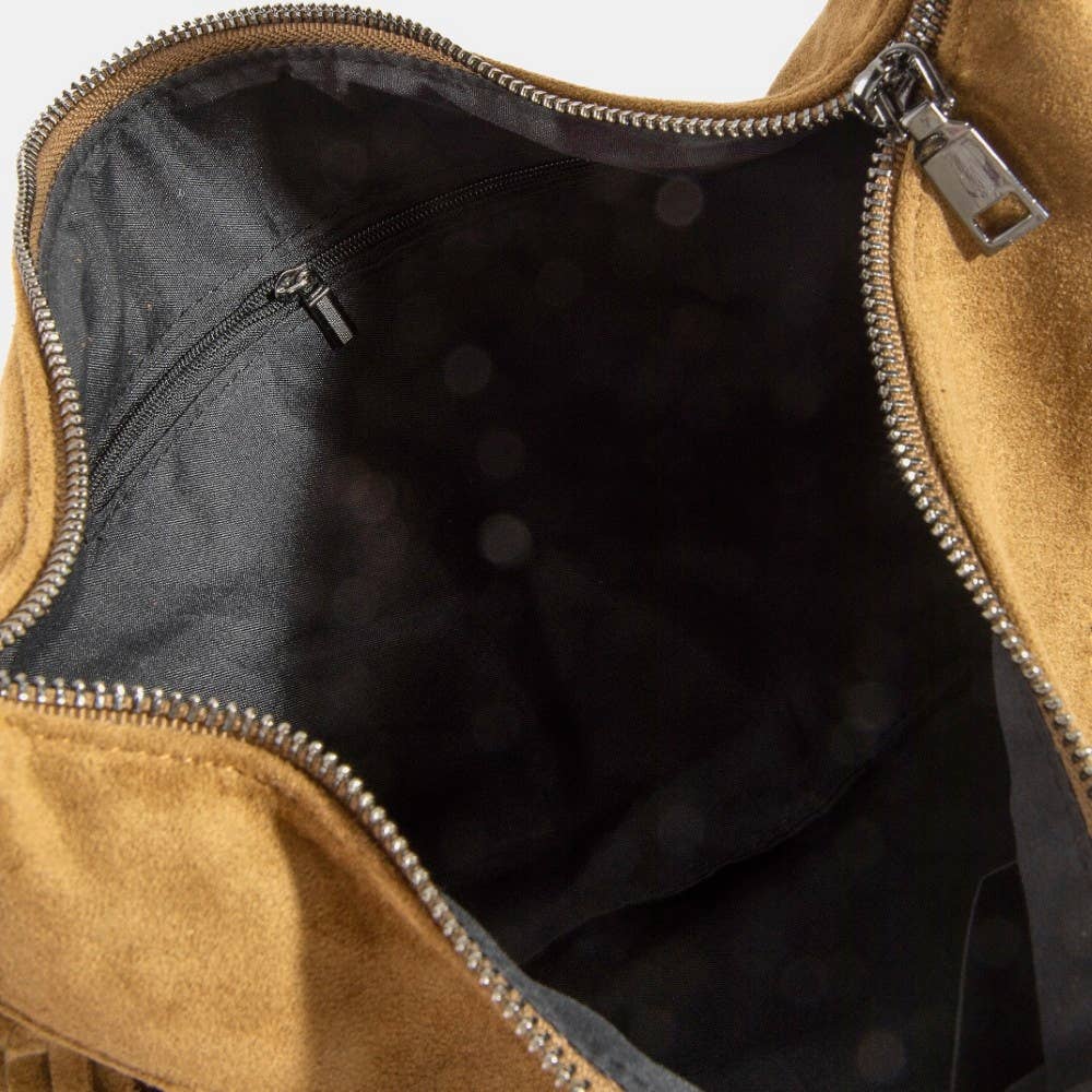 Collections by Fame Accessories - Fringe Suede Shoulder Bag