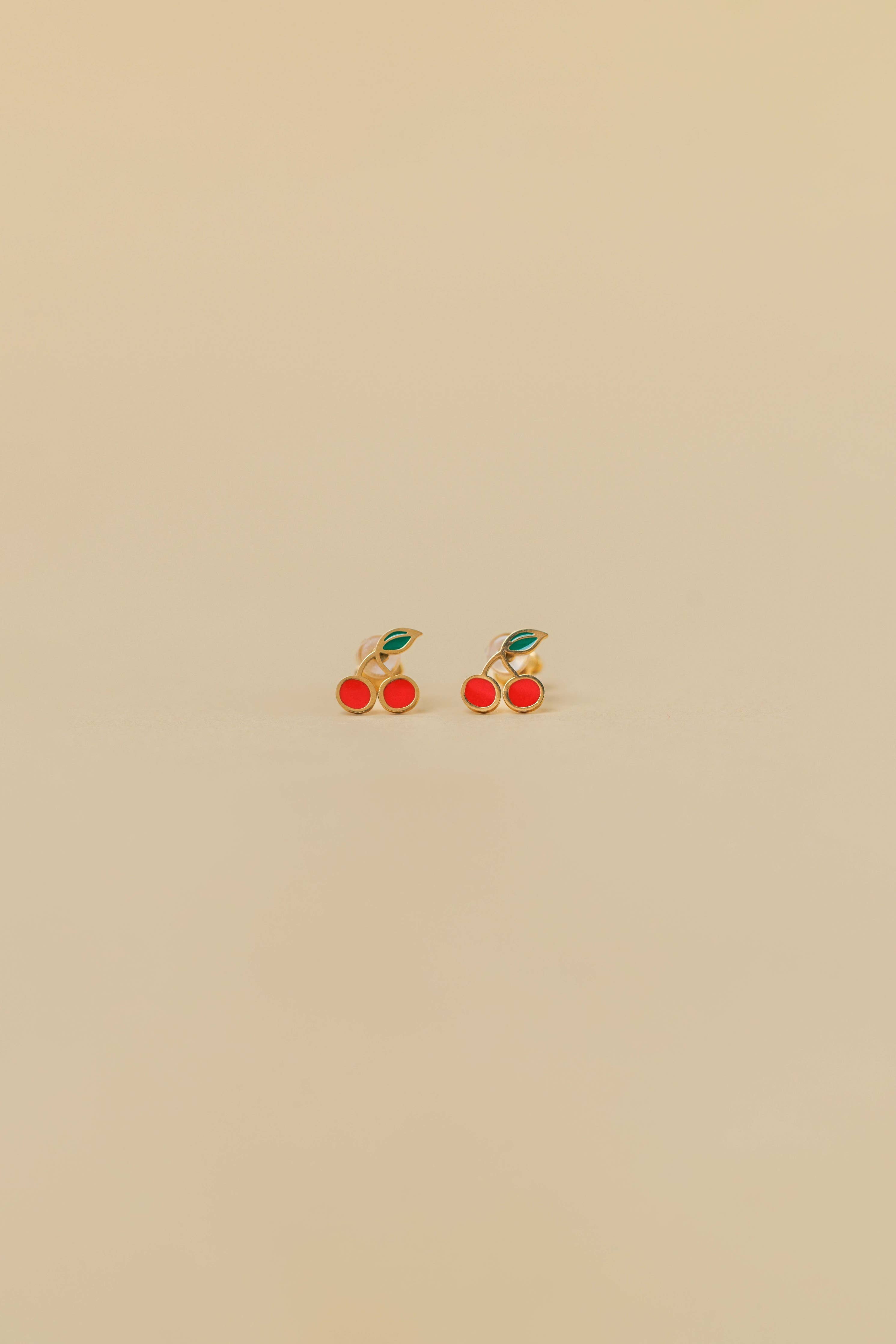 JaxKelly - Cherry Enamel Flat Back Kids Earrings