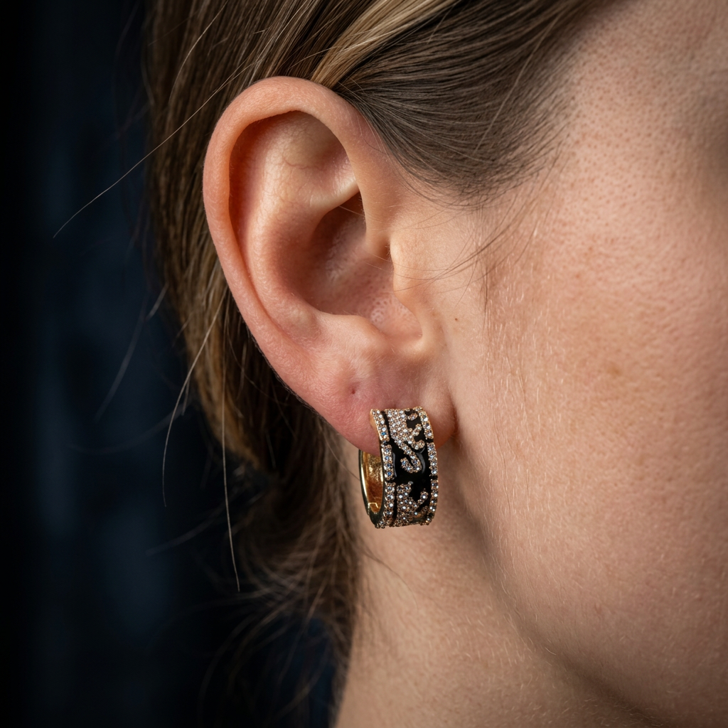 GirlyPirateCo - Vintage 18K Gold Plated Enamel Crystal Leopard Stud Earrings