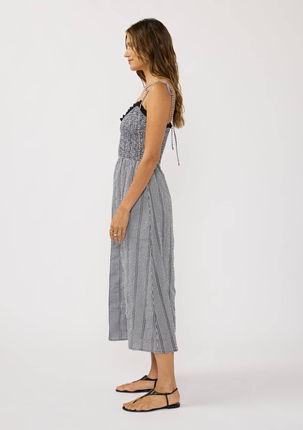 Lovestitch - Smocked Gingham Midi Dress