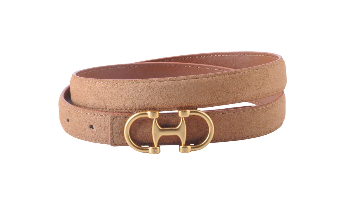 Most Wanted USA - Horsebit Buckle Equestrian Stitched Suede/Napa Leather Belt