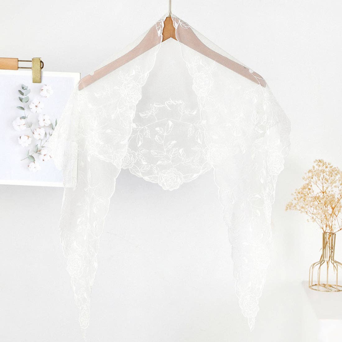 Funkyrel® Atzbranding Limited - Scarvii - Romantic Rose Mesh Triangle Scarf
