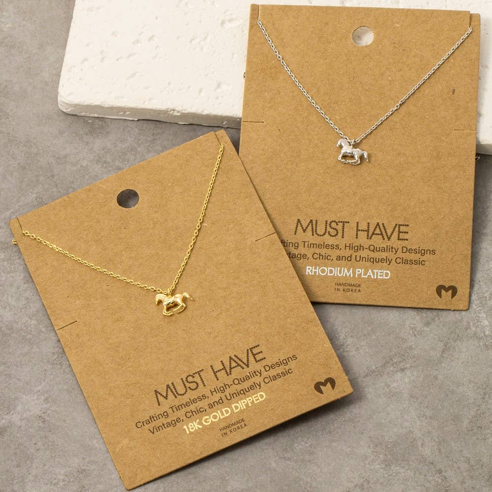 Fame Accessories - Gold Dipped Mini Horse Pendant Necklace