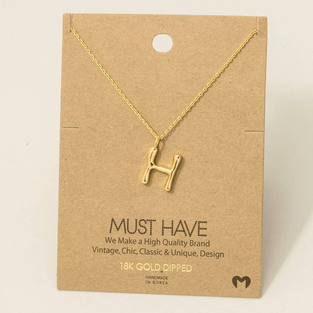 Fame Accessories - Gold Dipped Bubble Letter Pendant Necklace