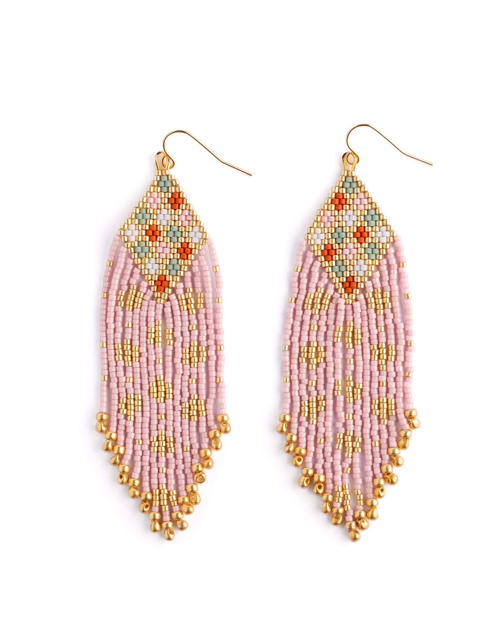 Mayana Designs Co - Beaded Handwoven Sari Fringe Earrings (Blue)