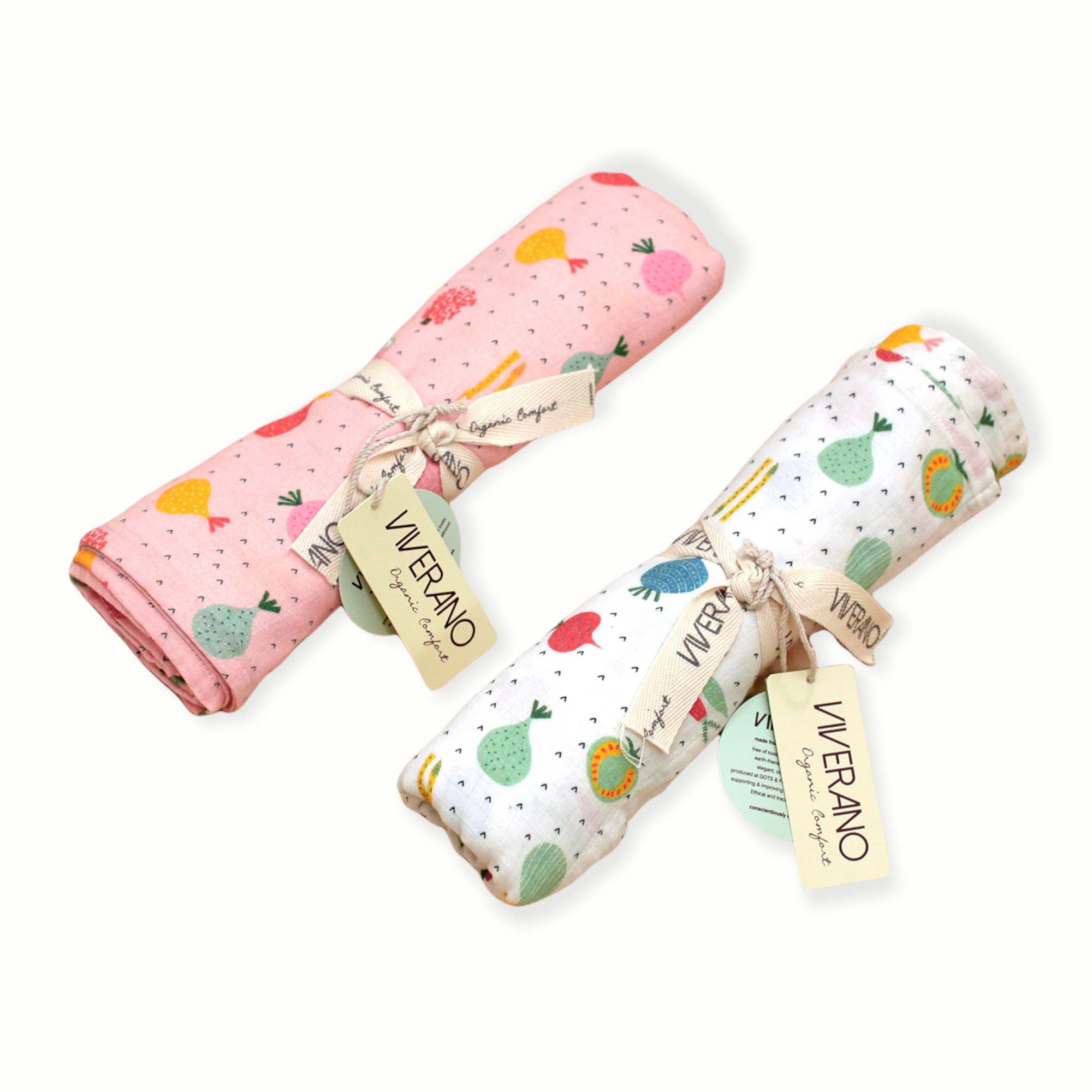 Viverano Organics - Veggie Salad Baby Swaddle Blanket (Organic Muslin)