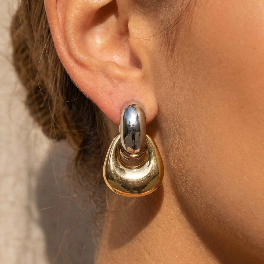 Fame Accessories - Chunky Puffy Doorknocker Drop Earrings
