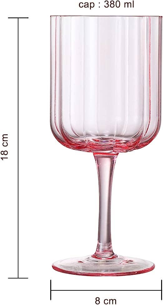 The Wine Savant /  Khen Glassware - Flower Vintage Wine Glassware - Set of 2-13 oz (Pink)