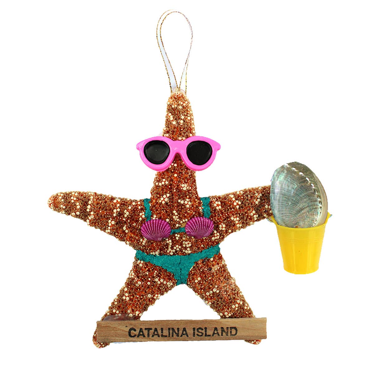 California Seashell Company - Beach Girl Bucket Sugar Starfish Ornament