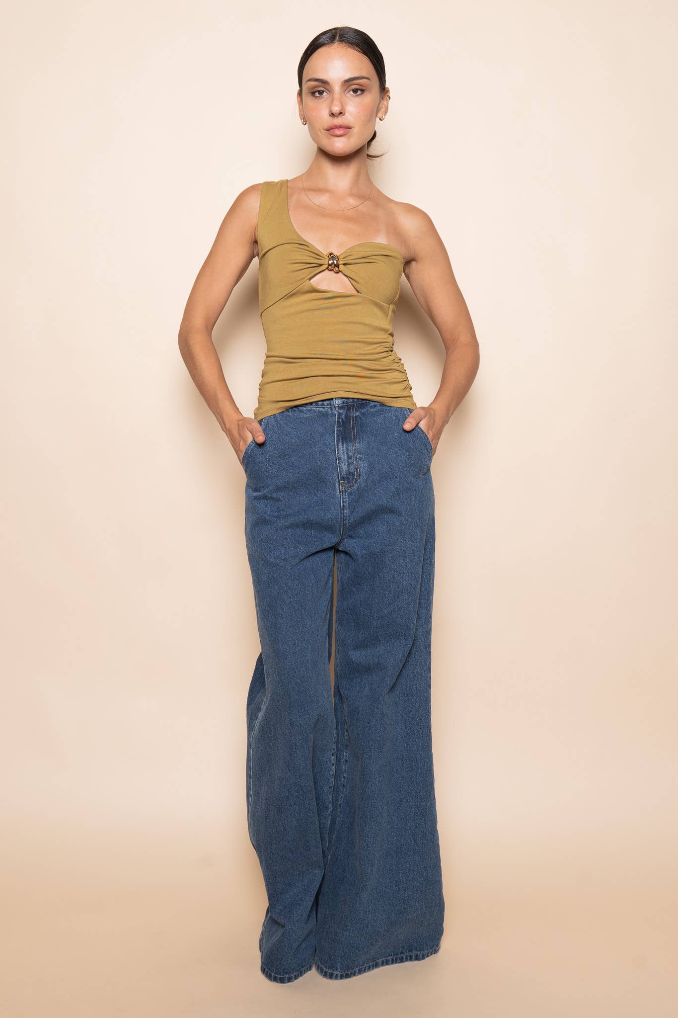 Fore Collection - ONE SHOULDER FRONT CUTOUT TOP-TD7180FO