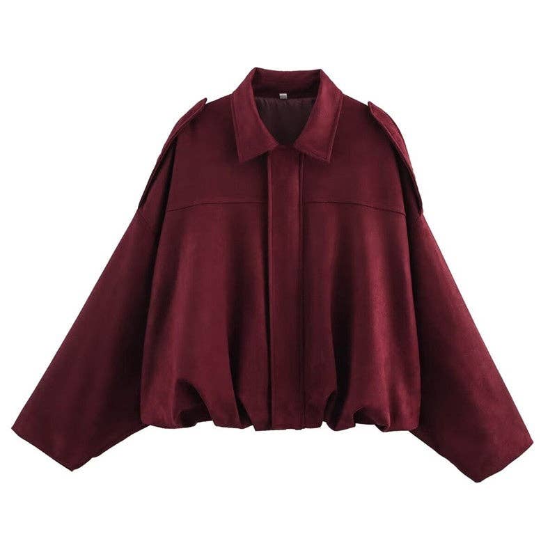 Sheer Trend - Pure Suede Notch Collar Jacket