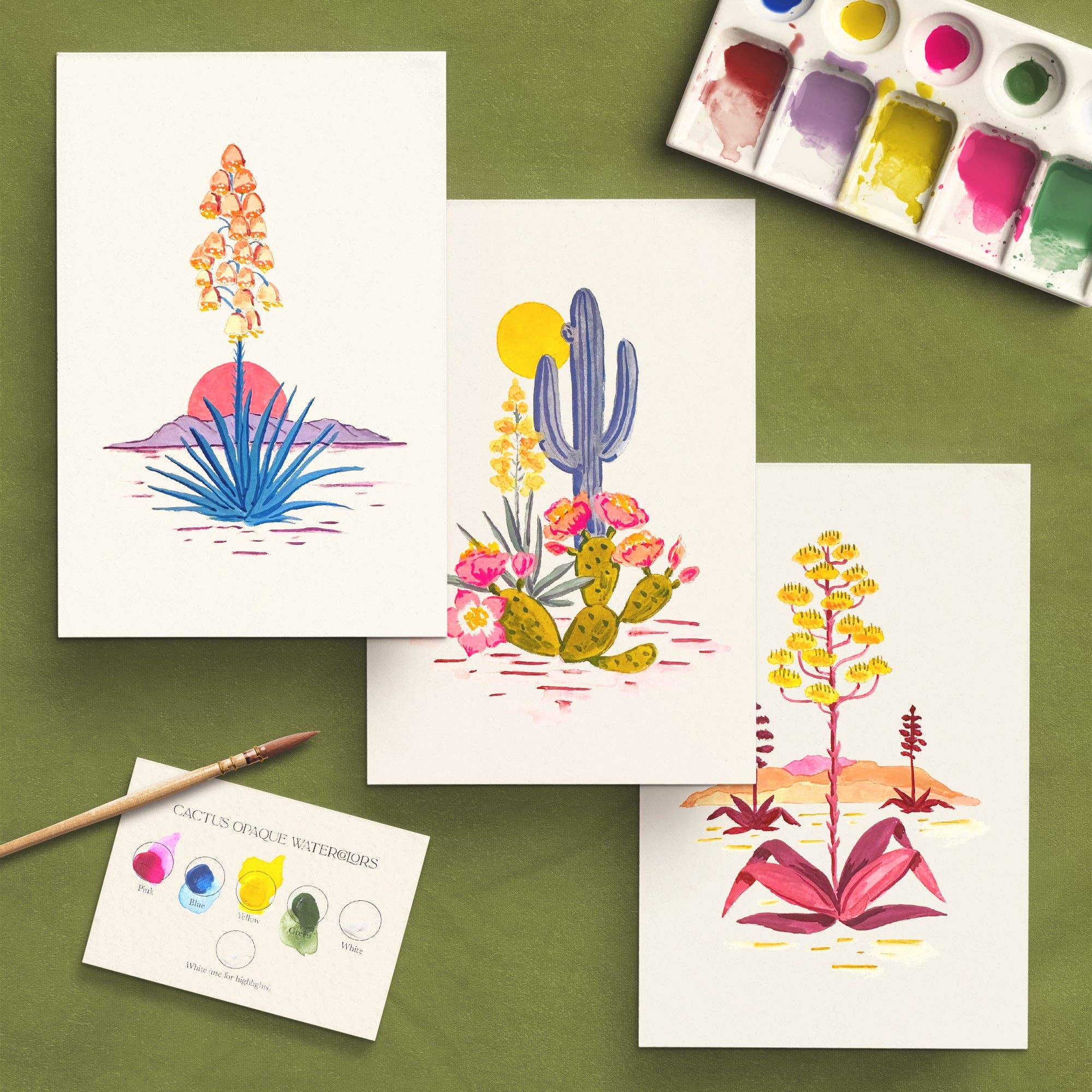 Antiquaria - Watercolor Painting Kit: Cactus