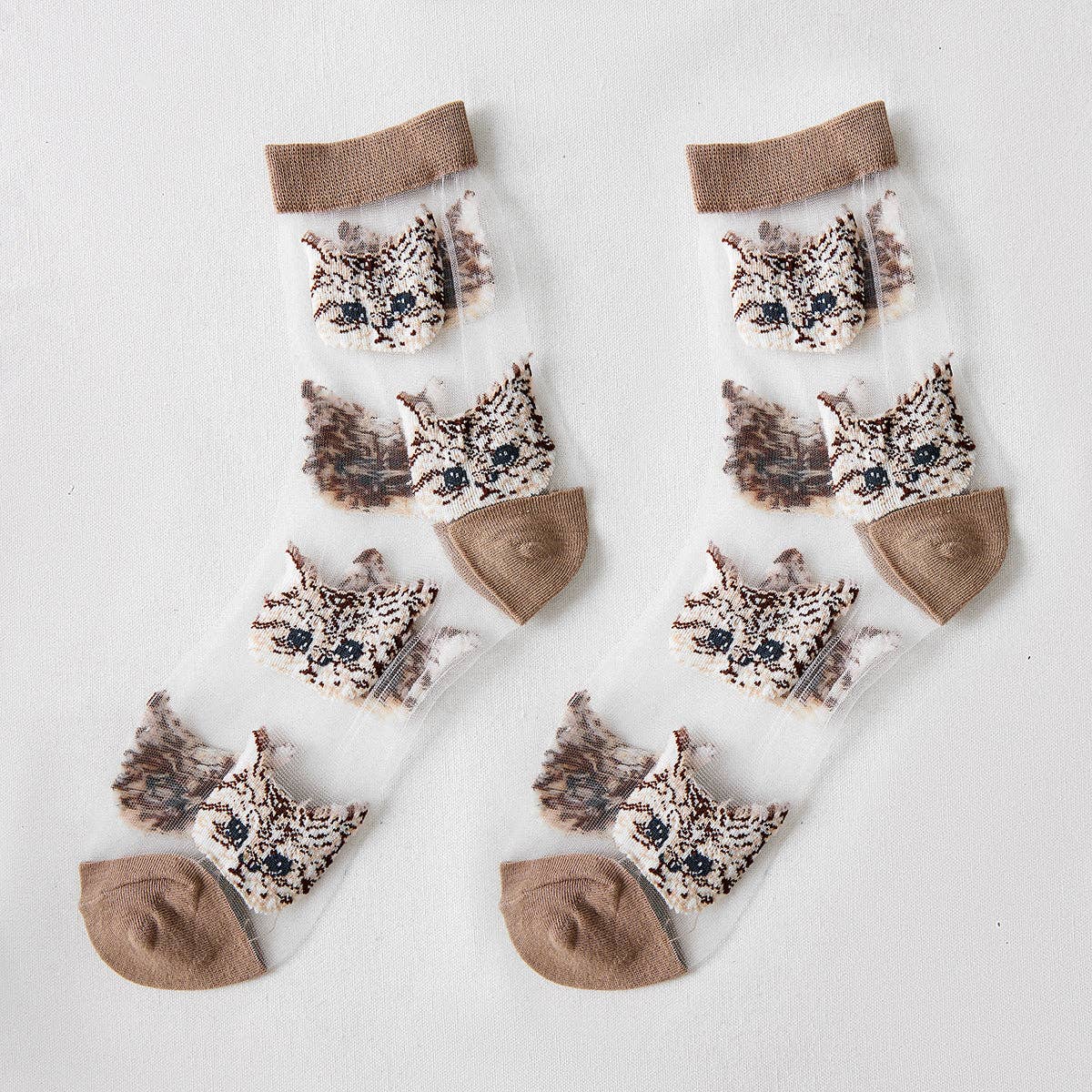 Funkyrel® Atzbranding Limited - Rufia – Sheer Cat Pattern Ankle Socks | Lightweight & Breathable