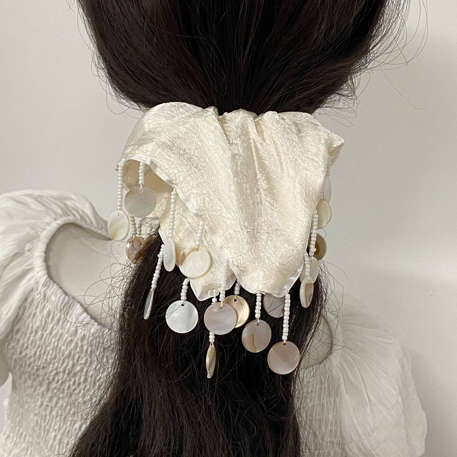 Dipped Shop - Pearl Shell Pendants Handmade Hair Tie