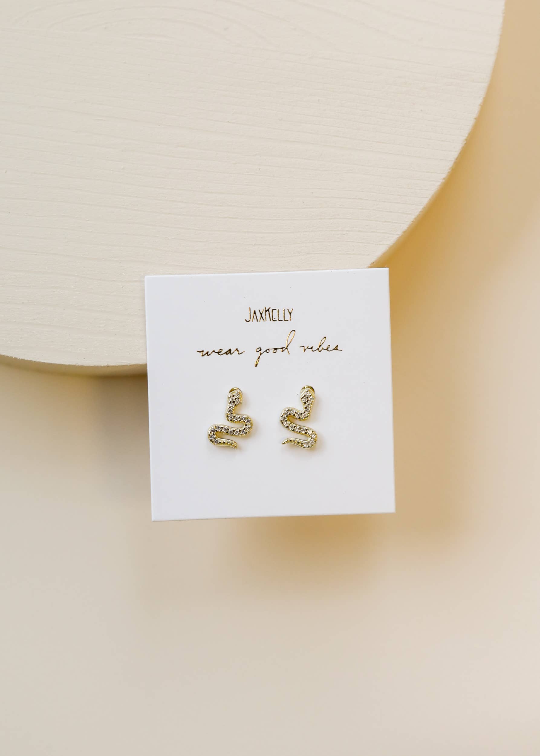 JaxKelly - Pave Stud - Snake - Gold Earrings