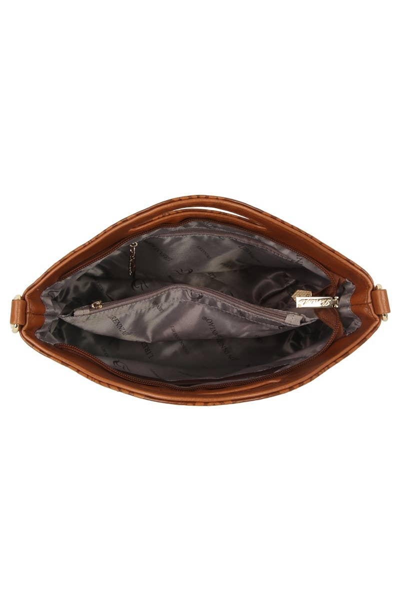 Embossed Flower Satchel Hand Bag