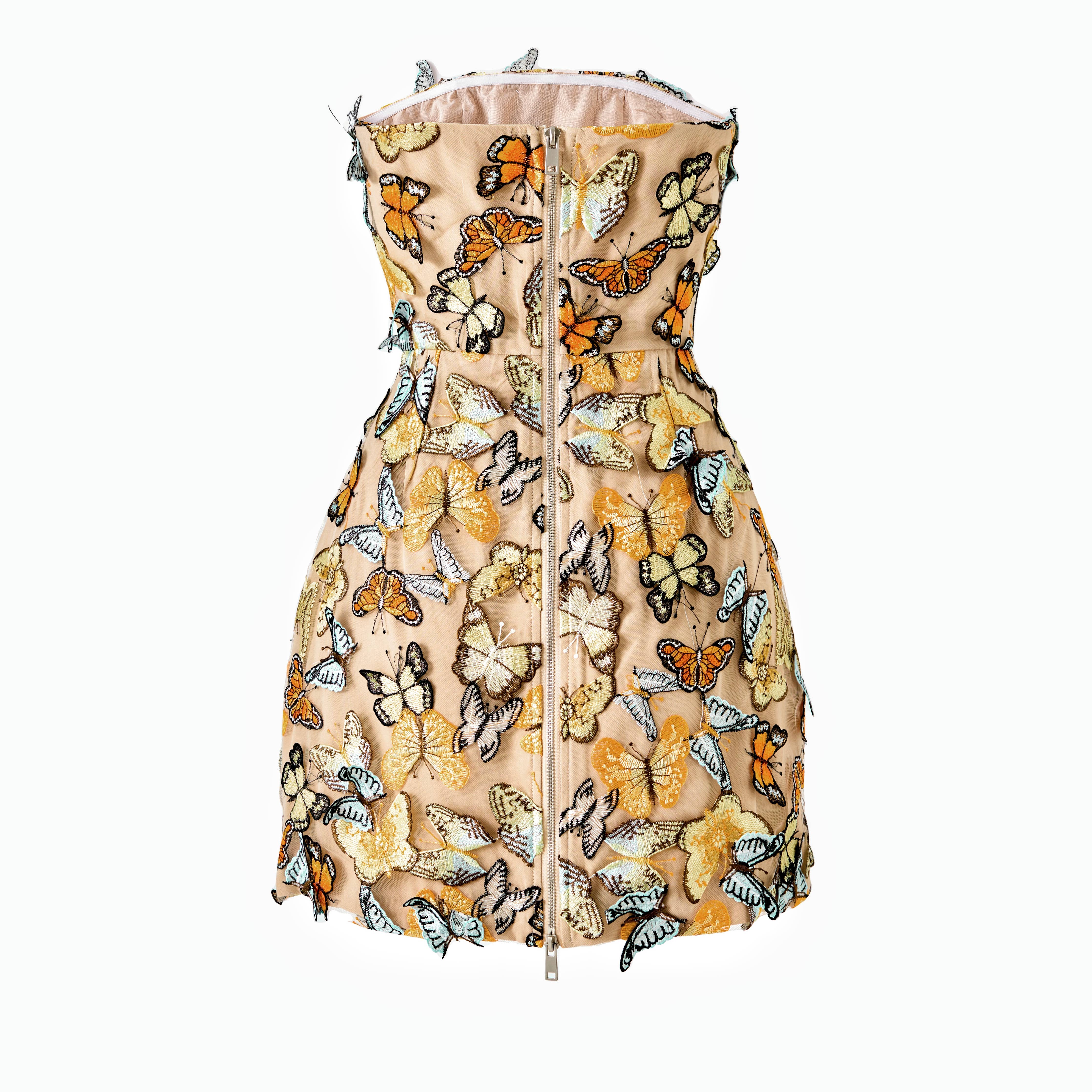 Productseeker - PS14 3D Butterfly Embroidered Strapless Mini Party Dress