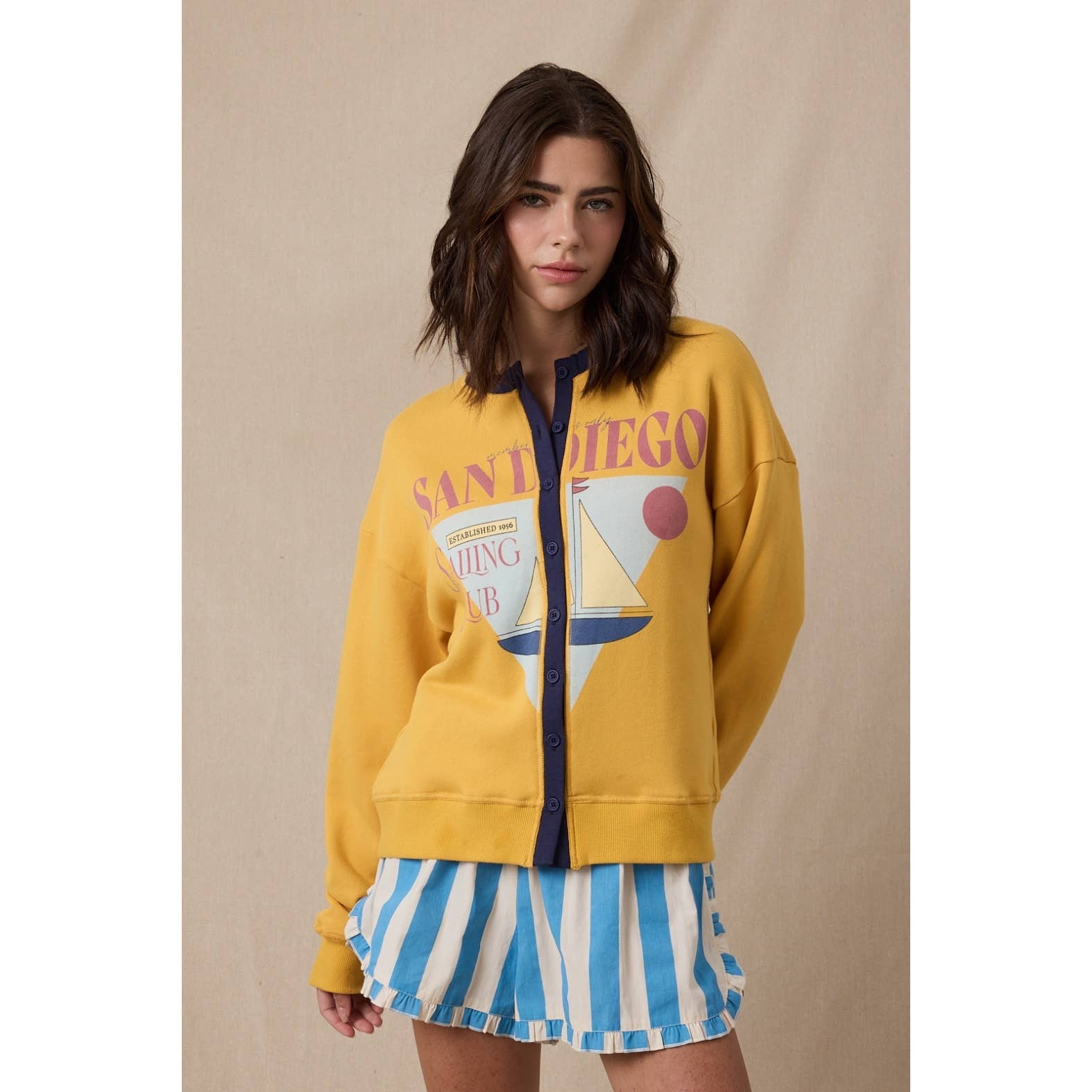 SAN DIEGO BUTTON-UP FRENCH TERRY TOP