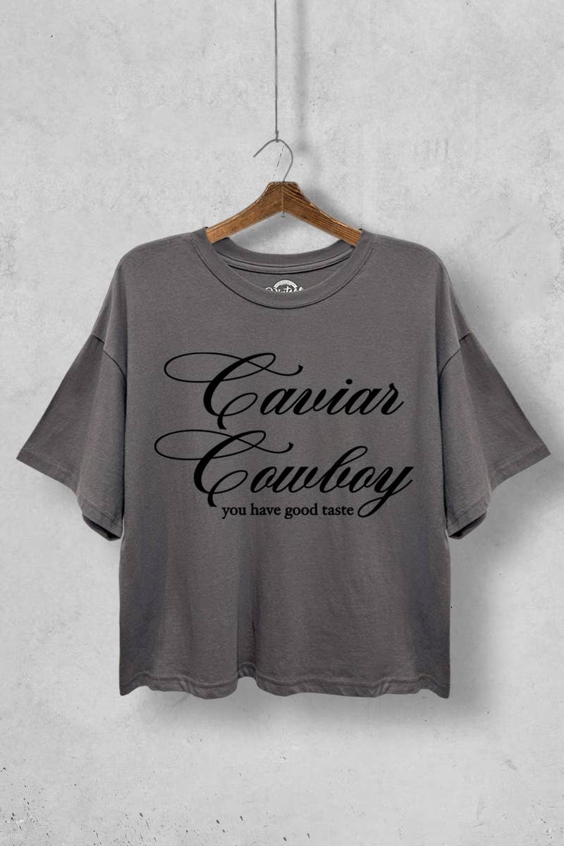 VINTAGE POINT USA - Caviar Cowboy Western Graphic Boxy Crop Top