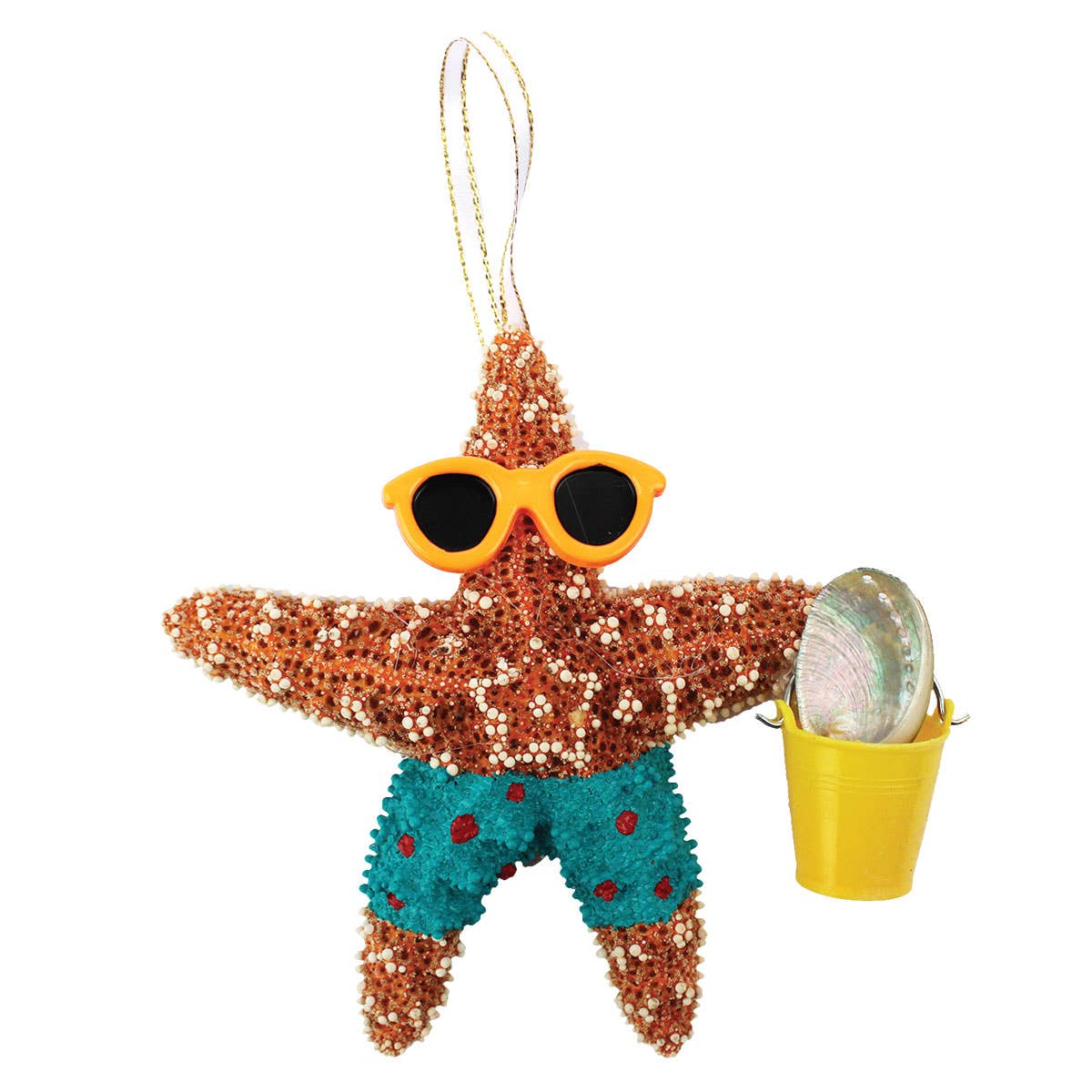 California Seashell Company - Beach Boy Bucket Sugar Starfish Ornament