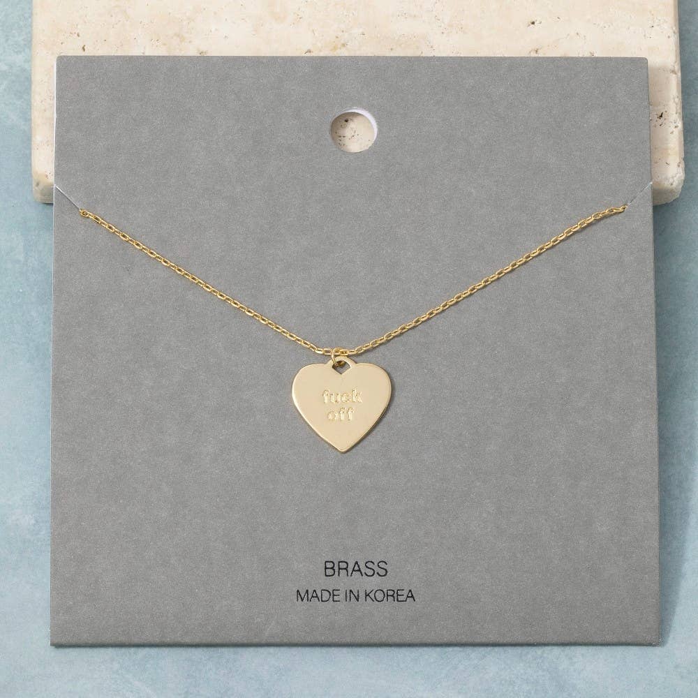 Fame Accessories - Fuck Off Heart Pendant Necklace
