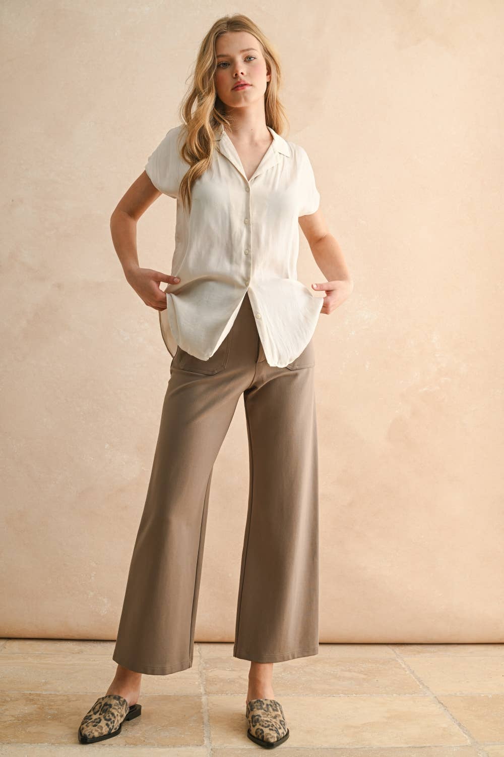 MIOU MUSE BUTTON DOWN CAP SLEEVE SHIRTS