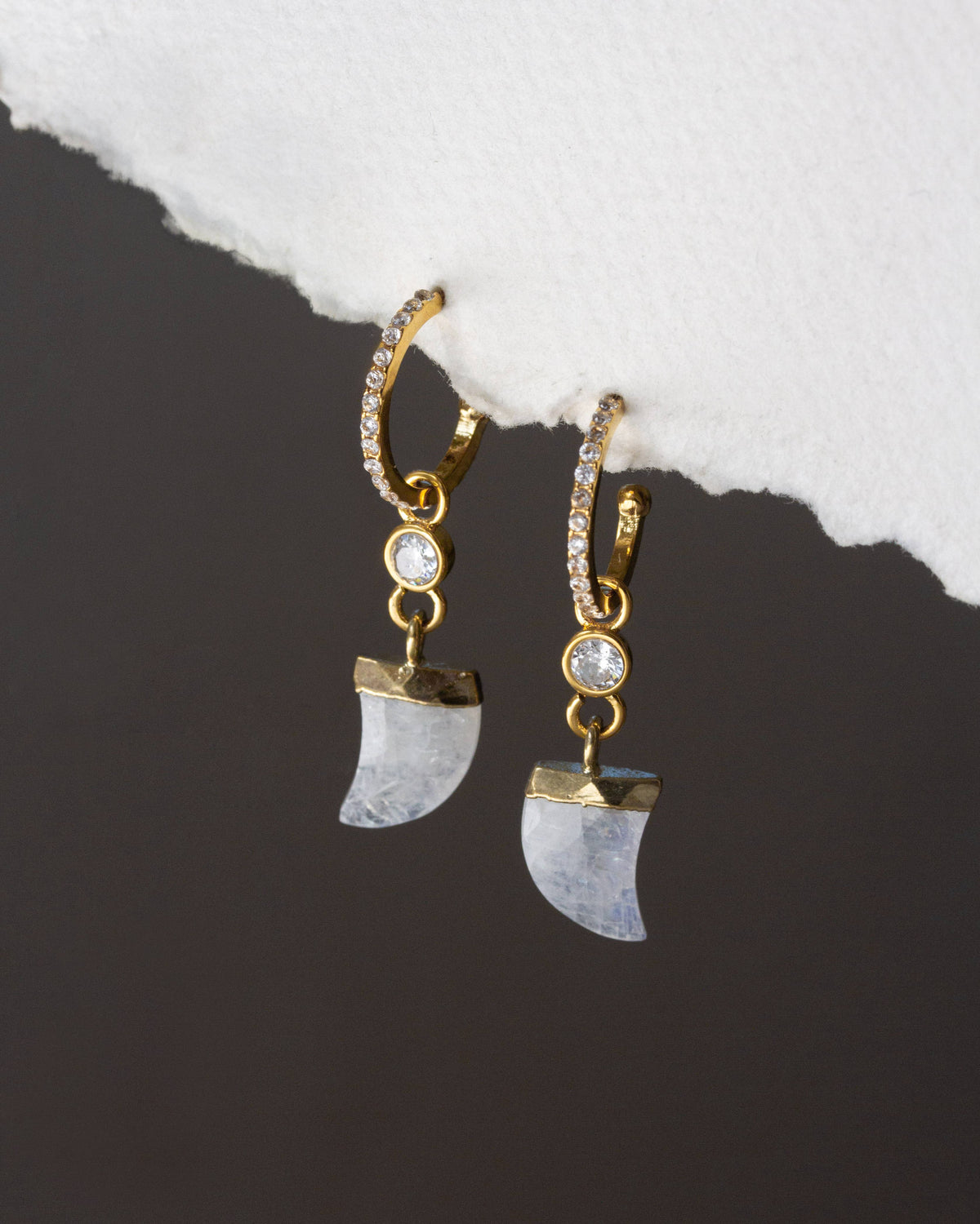 Luna Norte - Castaway Charm Hoops - Moonstone